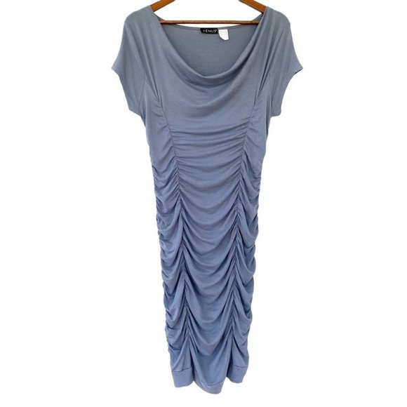 VENUS Dresses & Skirts - Venus bodycon dress with cowl  neckline and cap sleeves, midi with stretch